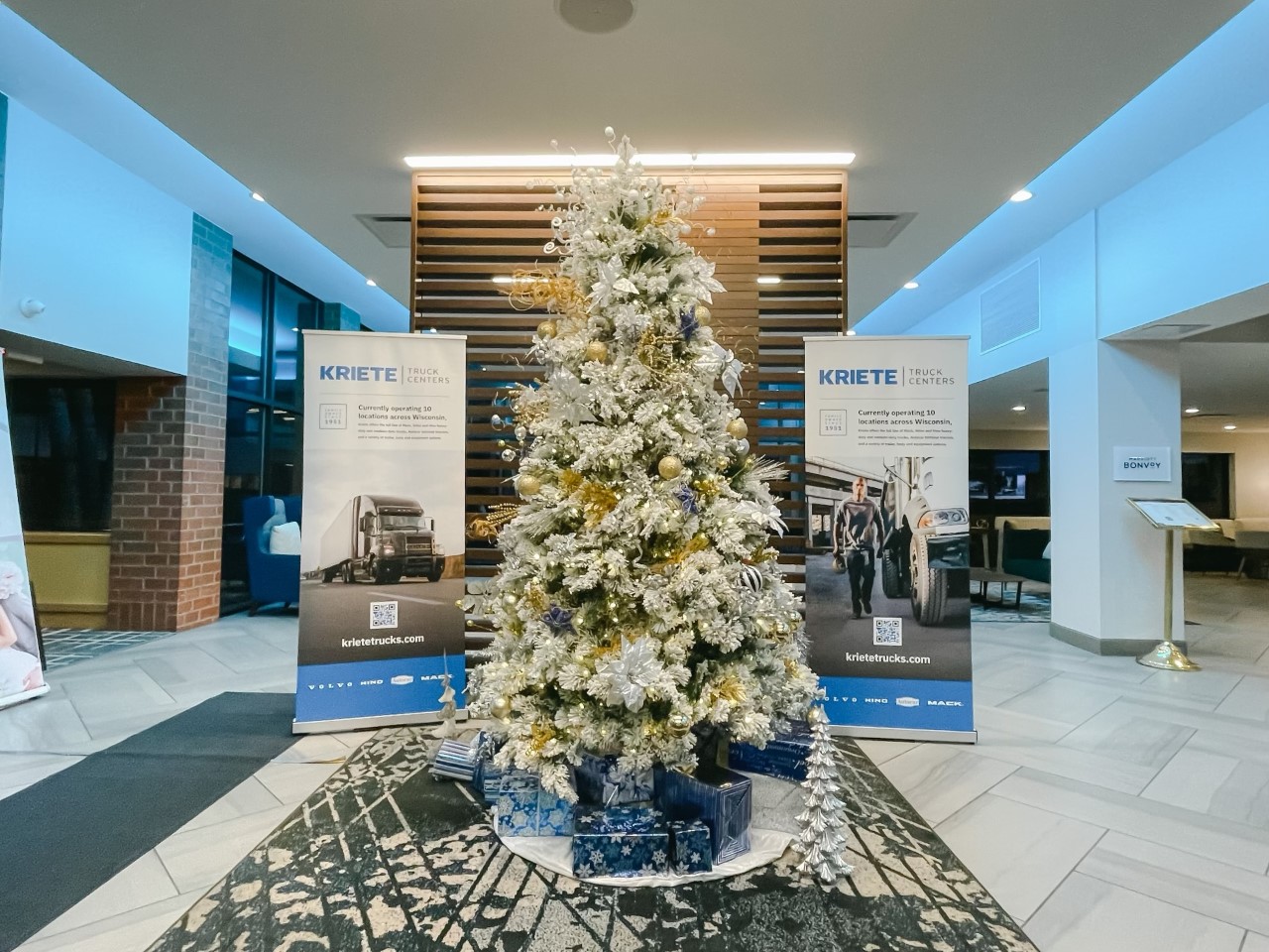 Attendees were welcomed to the venue with a Christmas Tree and Kriete Truck Centers banners.